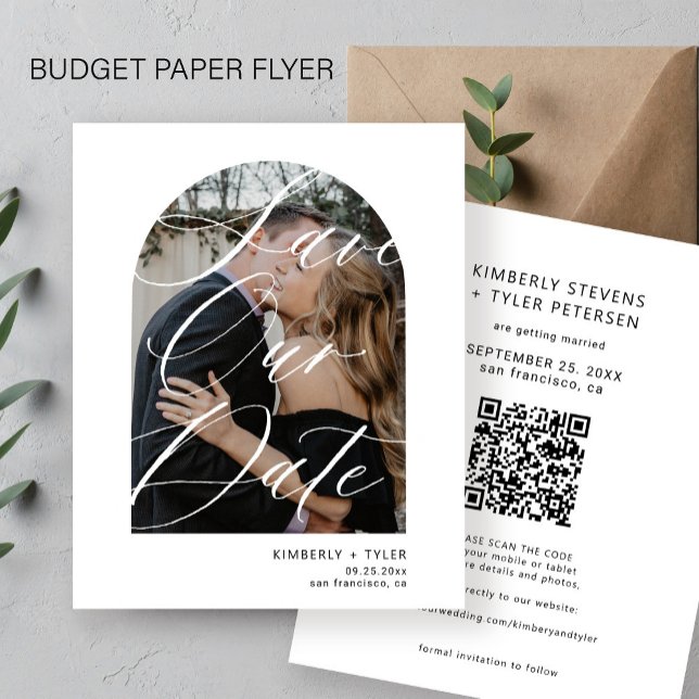Flyer Foto moderna de presupuesto Boda QR CÓDIGO ahorrar (Subido por el creador)