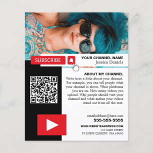 Flyer Foto personalizada y código QR, Youtube - Vlogger