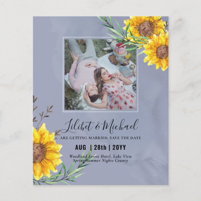Flyer Foto PRESUPUESTO Guardar fecha o boda Invitar gira (Frente)
