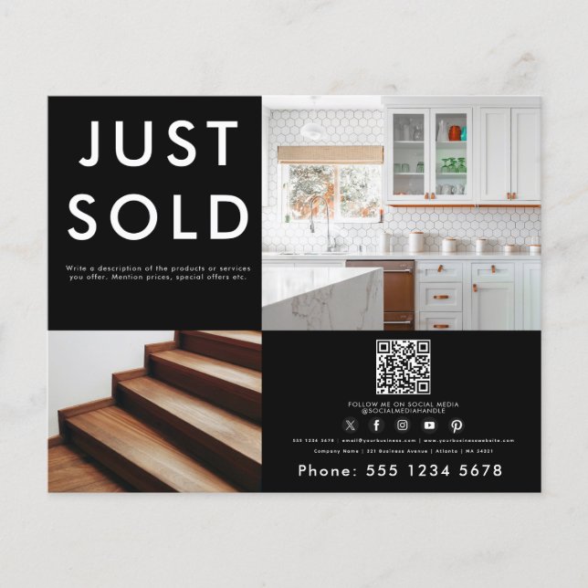 Flyer Foto promocional de Business 2 Código QR Medios so (Frente)