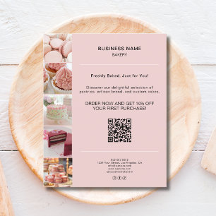 Flyer Foto QR de promoción de panadería rosa