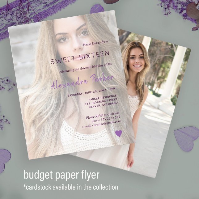 Flyer Foto violeta púrpura simple invitación dulce dieci (Subido por el creador)