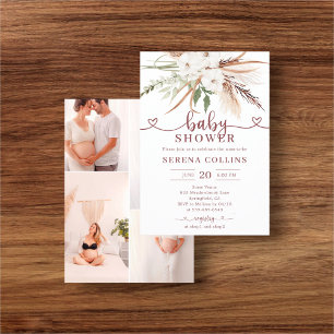 Flyer Fotografía de Boho Heart Calligraphy en Baby Showe