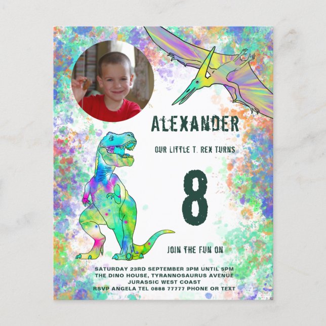 Flyer Fotografía de la fiesta de cumpleaños de Dinosauri (Frente)