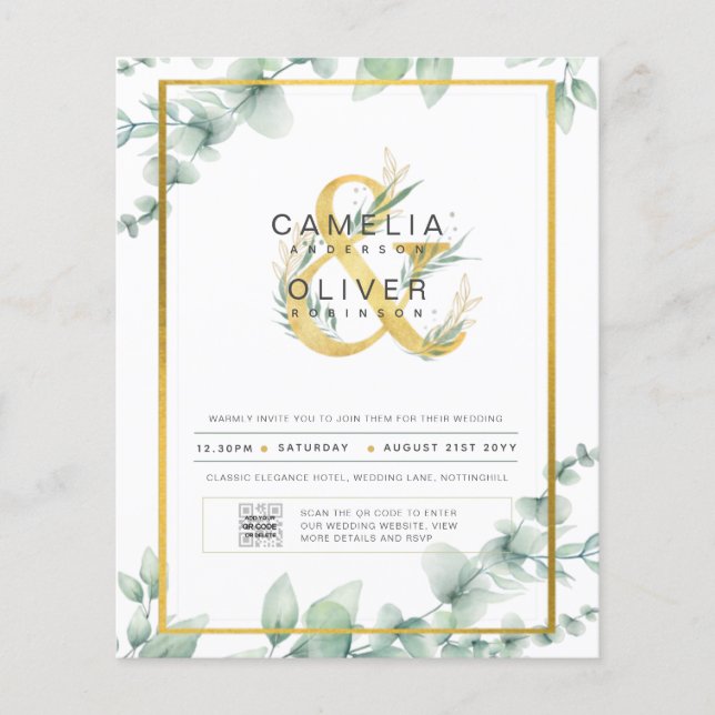Flyer FOTOGRAFÍA DEL PRESUPUESTO Boda Invitación QR CÓDI (Frente)