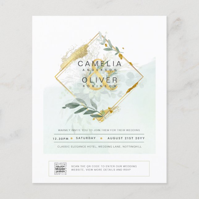 Flyer FOTOGRAFÍA DEL PRESUPUESTO Boda Invitación QR CÓDI (Frente)