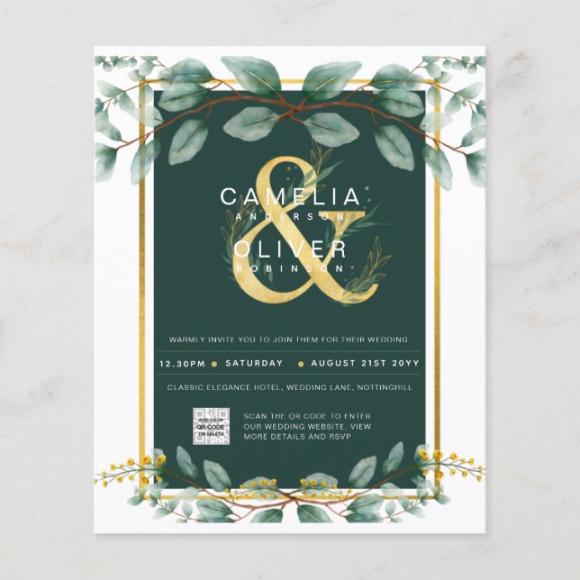 Flyer FOTOGRAFÍA DEL PRESUPUESTO Boda Invitación QR CÓDI (Frente)