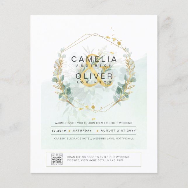 Flyer FOTOGRAFÍA DEL PRESUPUESTO Boda Invitación QR CÓDI (Frente)