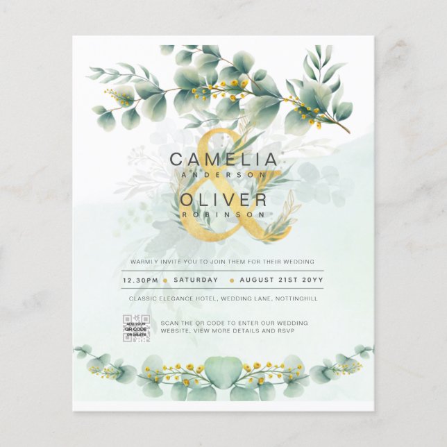 Flyer FOTOGRAFÍA DEL PRESUPUESTO Boda Invitación QR CÓDI (Frente)