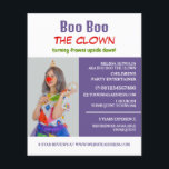 Flyer Fotografía personalizada, artista infantil, payaso<br><div class="desc">Fotografía Personalizada,  Artista Infantil,  Volantes De Publicidad De Payasos Por La Tienda De Tarjetas De Negocios.</div>