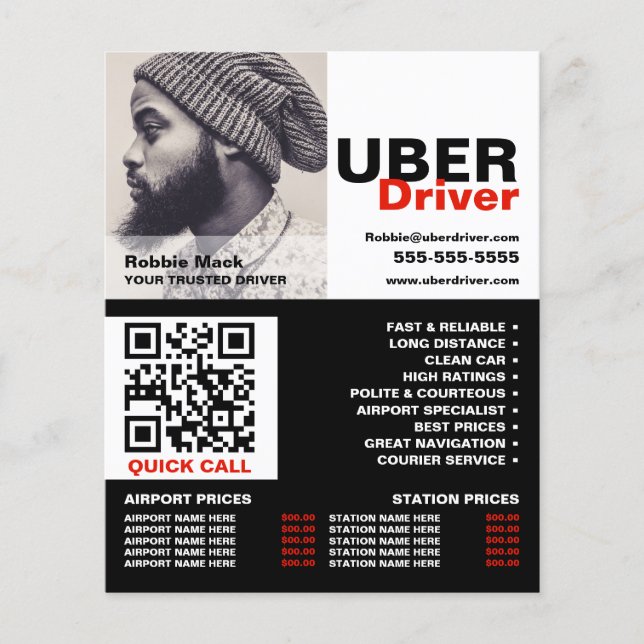 Flyer Fotografía personalizada, controlador de Uber - Li (Frente)