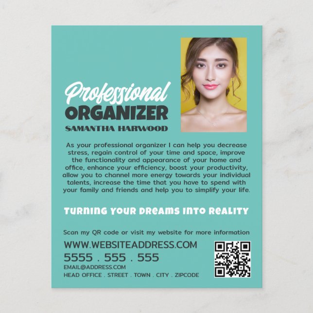 Flyer Fotografía personalizada, organizador profesional (Frente)
