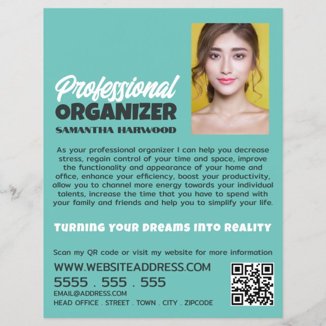 Flyer Fotografía personalizada, organizador profesional (Frente)