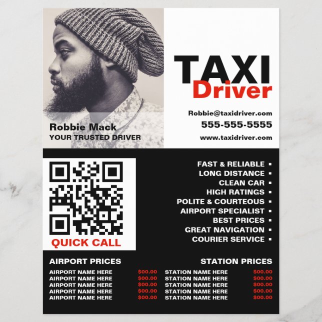 Flyer Fotografía personalizada, taxista - Lista de preci (Frente)
