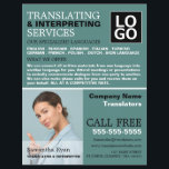 Flyer Fotografía personalizada, traductor e intérprete<br><div class="desc">Volantes publicitarios de fotografía personalizada,  traductor e intérprete de The Business Card Store.</div>