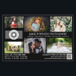 Flyer Fotografía profesional de plantilla de fotografía<br><div class="desc">Volante de marketing negro para un fotógrafo profesional personalizado con sus fotos, logotipos, información de contacto, texto personalizado y código QR. Promociona tu negocio de la fotografía con este folleto de collage de fotos personalizado con seis de tus magníficas fotos de un lado y una más grande del otro para...</div>