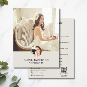 Flyer Fotógrafo de boda QR minimalista elegante