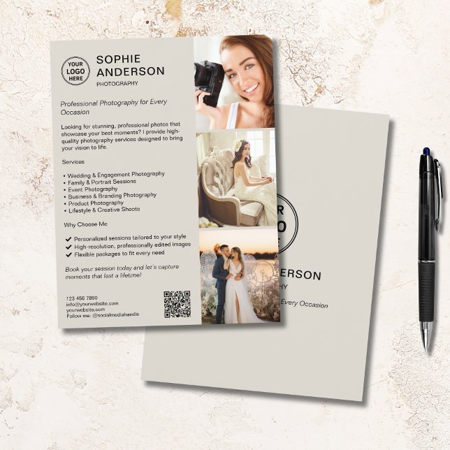 Flyer Fotógrafo Negocio de Fotografía Profesional  (Photographer Professional Photography Business Flyer)