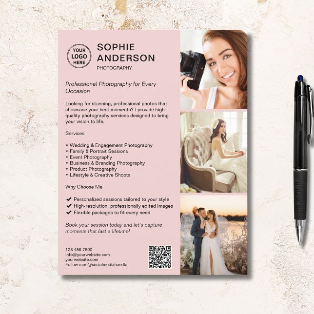Flyer Fotógrafo Negocio de Fotografía Profesional  (Photographer Professional Photography Business Flyer)
