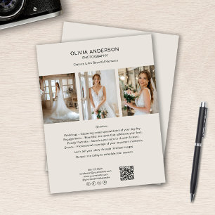 Flyer Fotógrafo Personalizado Foto QR Redes Sociales Neg