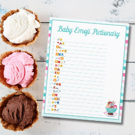 Flyer Fotos de la Emoji Baby Shower de Ice Cream Sundae