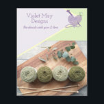 Flyer Fotos del producto personalizado Yarn Craft Busine<br><div class="desc">Folletos femeninos - ideal para su negocio de tejer, crochet, macrame u otro tipo de artesanía de hilados. El diseño incluye una bola en forma de corazón con hilo y agujas de punto y una paleta de colores verde pastel, violeta y amarillo. La plantilla está configurada para que añada el...</div>