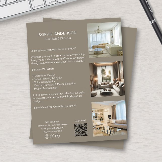 Flyer Fotos personalizados QR Code Social Media Professi (Custom Photos QR Code Social Media Professional Flyer)