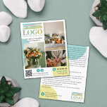 Flyer Fotos promocionales del logotipo de Círculos turqu<br><div class="desc">Volante de marketing de pequeñas empresas para cualquier profesión y negocio que pueda mostrar el trabajo en fotos. Añade tu logotipo, especialidades, oferta y código QR. En la parte posterior, escriba más texto sobre el negocio y por qué su cliente debería elegirlo. Este folleto promocional para pequeñas empresas incluye su...</div>