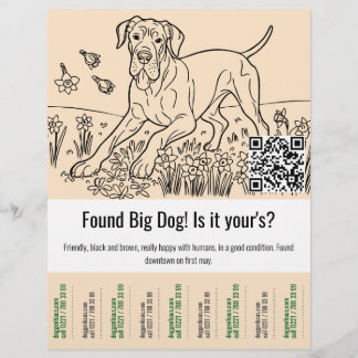 Flyer Found Great Dane Template Tear Off 