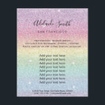Flyer franjas purpurinas de imitación arco iris<br><div class="desc">volante de artista profesional de maquillaje en salón de belleza</div>