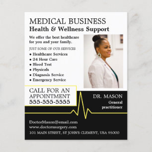 Flyer Frecuencia cardíaca, médico general, enfermera, mé