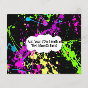 Flyer Fresco Retro Salpicadura de Pintura Neon en Negro