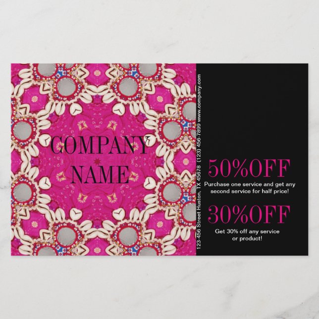 Flyer fuchsia bohemian chakra masajista terapeuta Yoga (Frente)