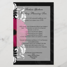 Flyer Fuchsia Scroll Gerbera Daisy con negro y blanco