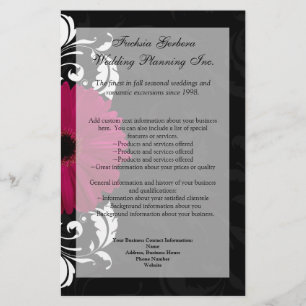 Flyer Fuchsia Scroll Gerbera Daisy con negro y blanco
