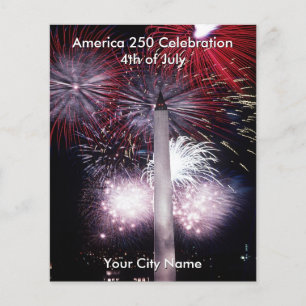 Flyer Fuegos Artificiales Comunitarios América 250 Monum