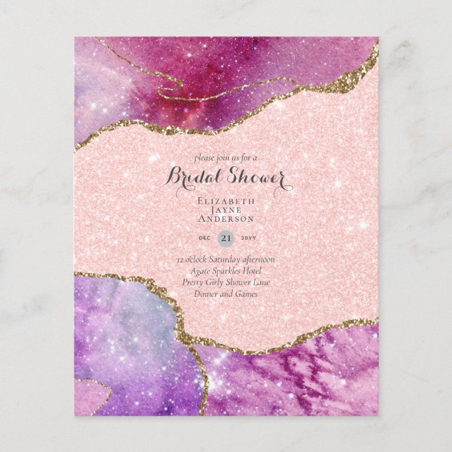 Flyer Fun Elegant, Glittery BUDGET Bridal Shower (Frente)