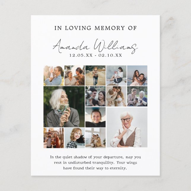 Flyer Funeral conmemorativo de la foto - 15 Collages de  (Frente)