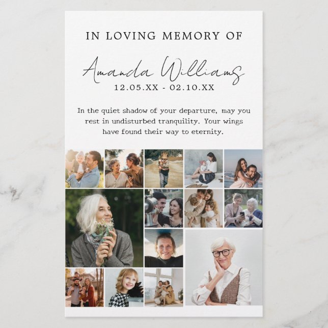 Flyer Funeral conmemorativo de la foto - 15 Collages de  (Frente)