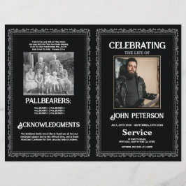 Flyer Funeral Gótico Orden de Servicio Rock Diseño Negro
