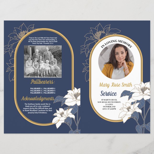 Flyer Funeral Orden de servicio de la Marina de Guerra F (Frente)