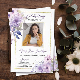 Flyer Funeral Orden del Servicio Celebración Vida Púrpur