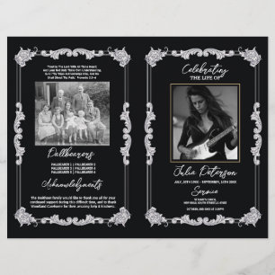 Flyer Funeral Orden del Servicio Rock Gótico Negro