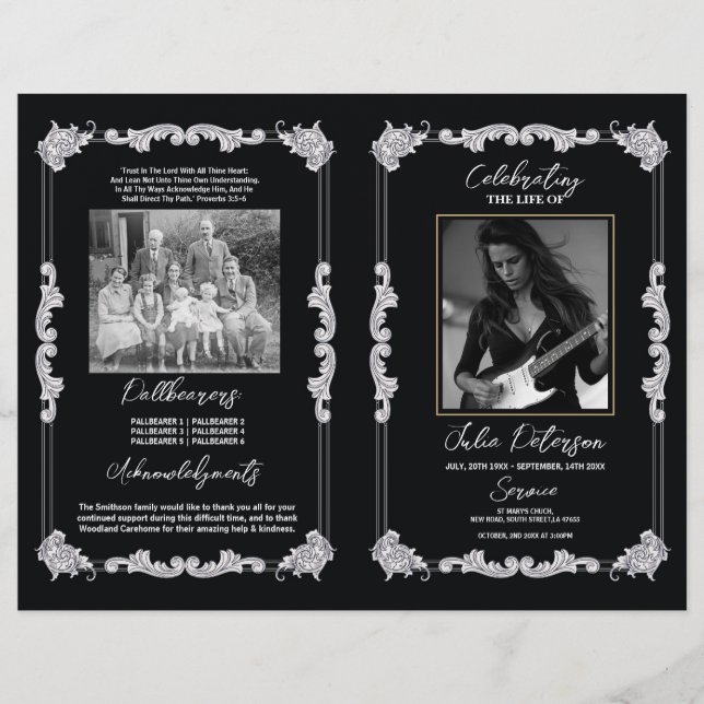 Flyer Funeral Orden del Servicio Rock Gótico Negro (Frente)