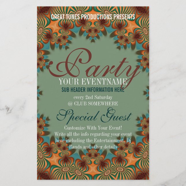 Flyer Funky Earthy Modern Social Fiesta listo para hacer (Frente)