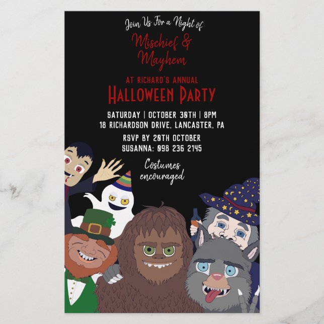 Flyer Funny Black Supernatural Halloween Costueve Fiesta (Frente)