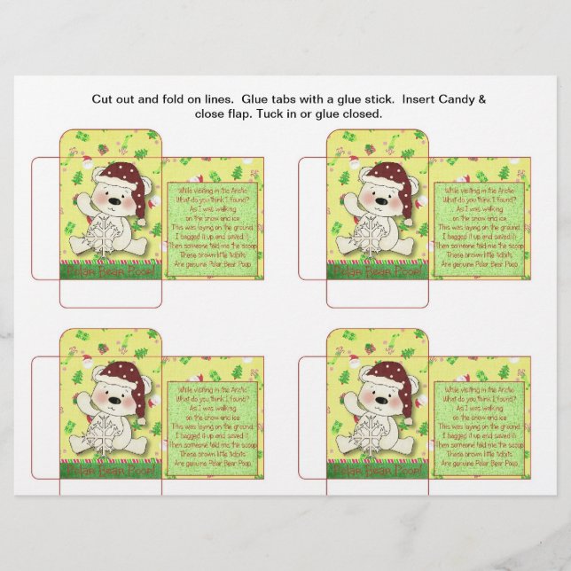 Flyer Funny Candy Packet Polar Bear Poop con decir (Frente)