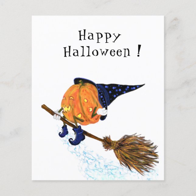 Flyer Funny Halloween Volador Bruja Calabaza Flor Broom (Frente)