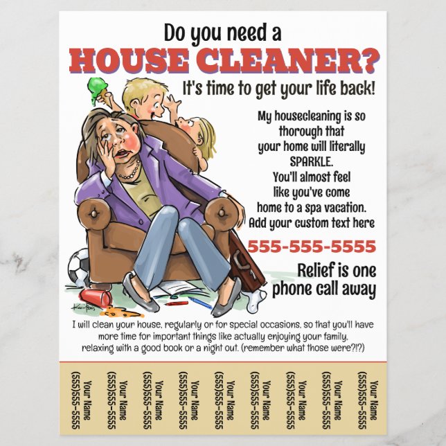 Flyer Funny Housecaning Service Home Housekeeper Promo (Frente)