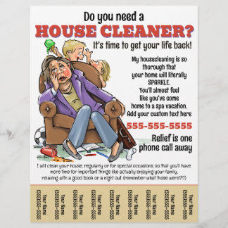 Flyer Funny Housecaning Service Home Housekeeper Promo